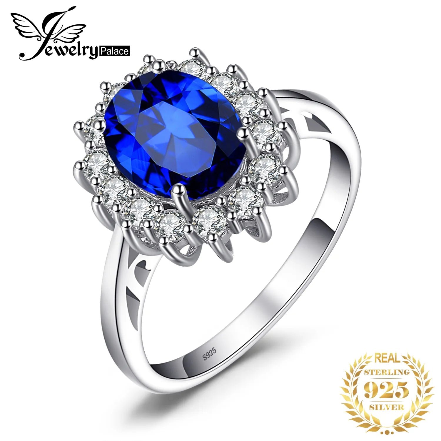 Princess Diana Blue Sapphire Engagement Ring: 925 Silver