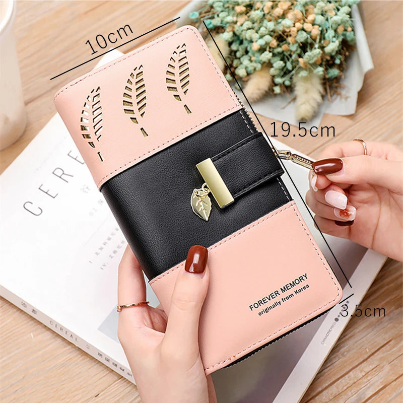 Hollow Leaves PU Leather Women&