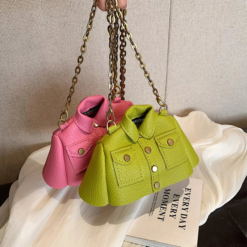 Jacket Design Women Sling Bag Purse Lipstick Pouch Motorcycle Style Clothing Shoulder Bag Lady Trend Super Mini Crossbody Bag