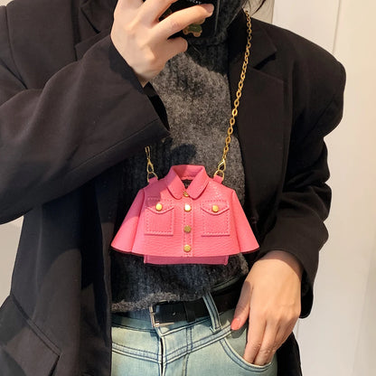 Jacket Design Women Sling Bag Purse Lipstick Pouch Motorcycle Style Clothing Shoulder Bag Lady Trend Super Mini Crossbody Bag