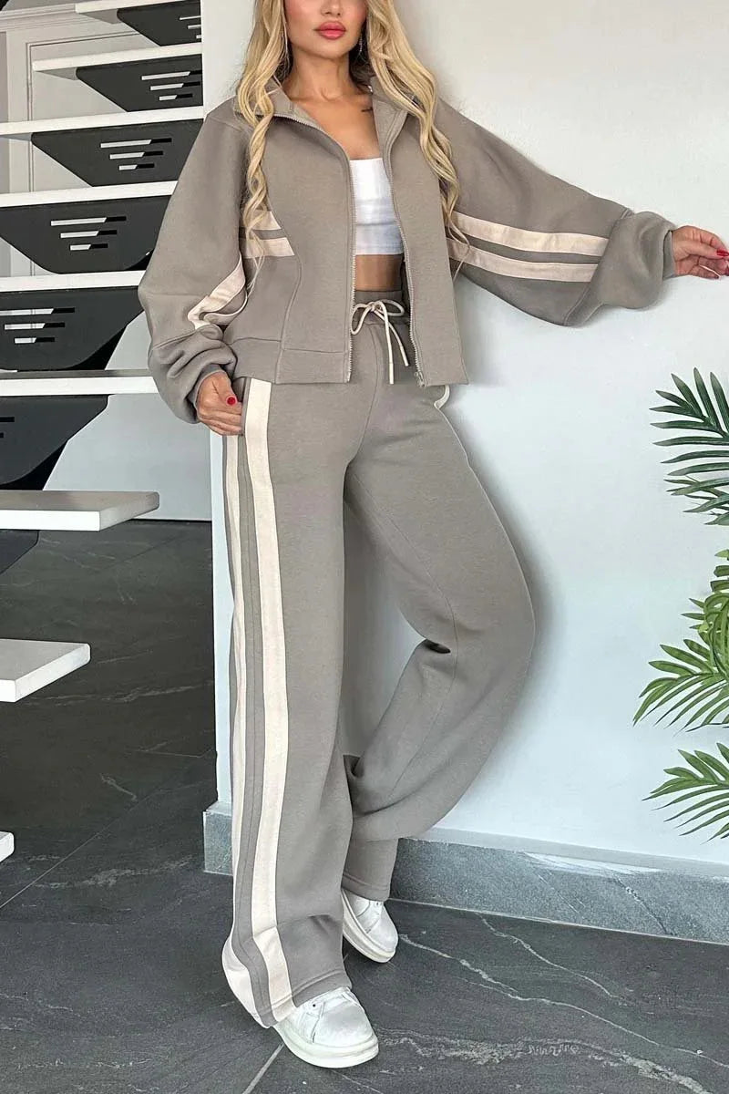 Peris Gems GRAY / M Y2K Striped Zipper Coat+sweatpants Two Piece Set Women Casual Batwing Sleeve Sports Jacket Outfits Autumn Winter Sweatshirt Suit Y2K Striped Zipper Coat+sweatpants Two Piece Set Women Casual Batwing Sleeve Sports Jacket Outfits Autumn Winter Sweatshirt Suit SHEIN Amazon Temu