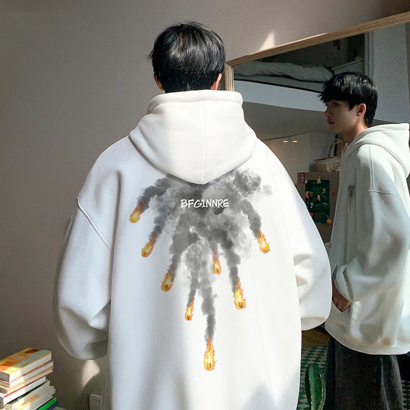 New Anime Meteorite Fall Graphic Printed Hooded Sweatshirts Hombre Hip Hop Streetwear Clothes Loose Y2K Vintage Pullover Hoodies