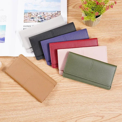 PU Leather Long Women Thin Wallets Large Capacity Female Coin Purses Hasp Clutch ID Credit Multi-Card Holder Money Bag Clip