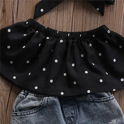 Peris Gems 0-3Y Summer Fashion Toddler Clothes Baby Girls Dot Sleeveless Tops+Hole Jeans Outfits Casual 3pcs Clothes Set SHEIN Amazon Temu