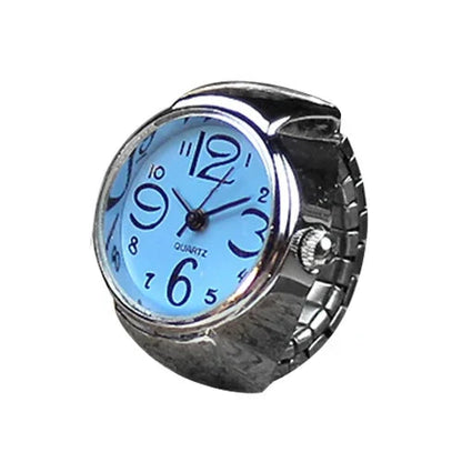 Peris Gems 02-blue Y2K Punk Quartz Watch Rings for Couple Women Man Hip Hop Mini Elastic Stretchy Watch Finger Ring Retro Fashion Jewelry Gift SHEIN Amazon Temu
