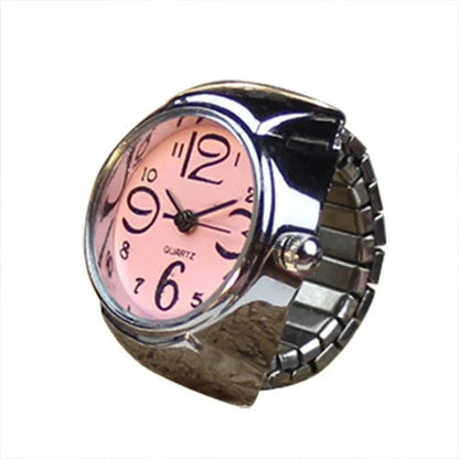 Peris Gems 02-pink Y2K Punk Quartz Watch Rings for Couple Women Man Hip Hop Mini Elastic Stretchy Watch Finger Ring Retro Fashion Jewelry Gift SHEIN Amazon Temu