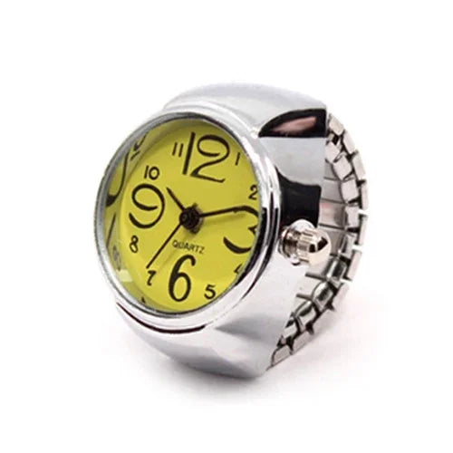 Peris Gems 02-yellow Y2K Punk Quartz Watch Rings for Couple Women Man Hip Hop Mini Elastic Stretchy Watch Finger Ring Retro Fashion Jewelry Gift SHEIN Amazon Temu