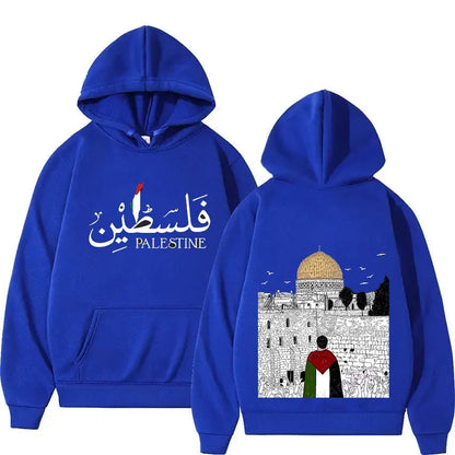 Peris Gems 083301-blue / M Palestine Hoodie Women Harajuku Aesthetic Graphic Palestina Hoodies Unisex Streetwear Vintage Casual Hooded Pullover Sweatshirts SHEIN Amazon Temu