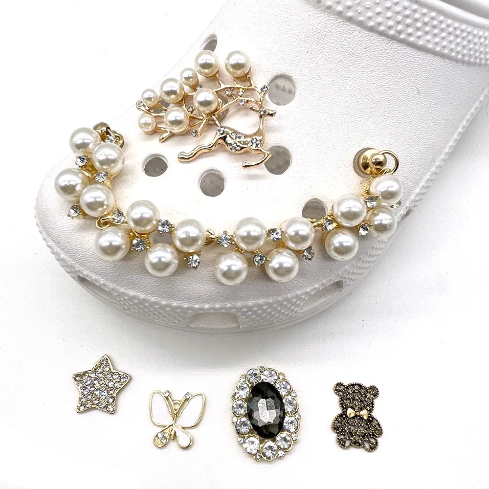 Peris Gems 1 Pack Fashion Shoe Accessories Rhinestone Metal Pearl DIY Shoe Decoration JIBZ Croc Charm Party Gifts SHEIN Amazon Temu