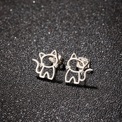 Peris Gems 1 Pair Cute Cat Stainless Steel Stud Earrings for Mens Womens Punk  Students Gifts Trend Fashion Small Ear Studs Jewelry SHEIN Amazon Temu