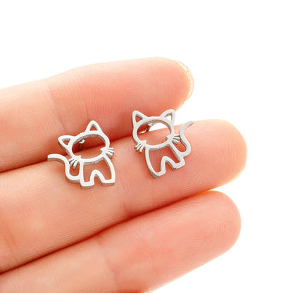 Peris Gems 1 Pair Cute Cat Stainless Steel Stud Earrings for Mens Womens Punk  Students Gifts Trend Fashion Small Ear Studs Jewelry SHEIN Amazon Temu