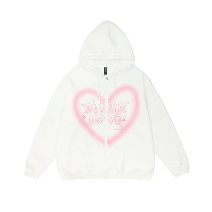 Peris Gems 1 / XL Heart shaped letter hoodie oversize loose casual Harajuku draped feeling lazy men autumn American hoodie hiphop jacket grunge SHEIN Amazon Temu