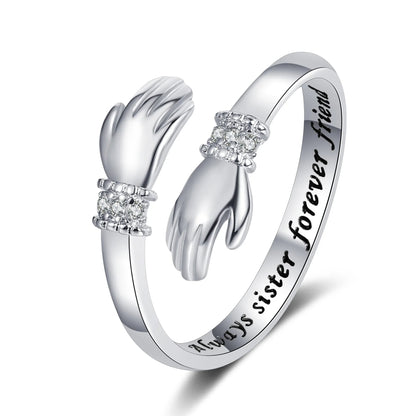 Peris Gems 10 / Resizable &quot;I Love You Forever&quot; Geometric Hug Ring Jewelry Men&