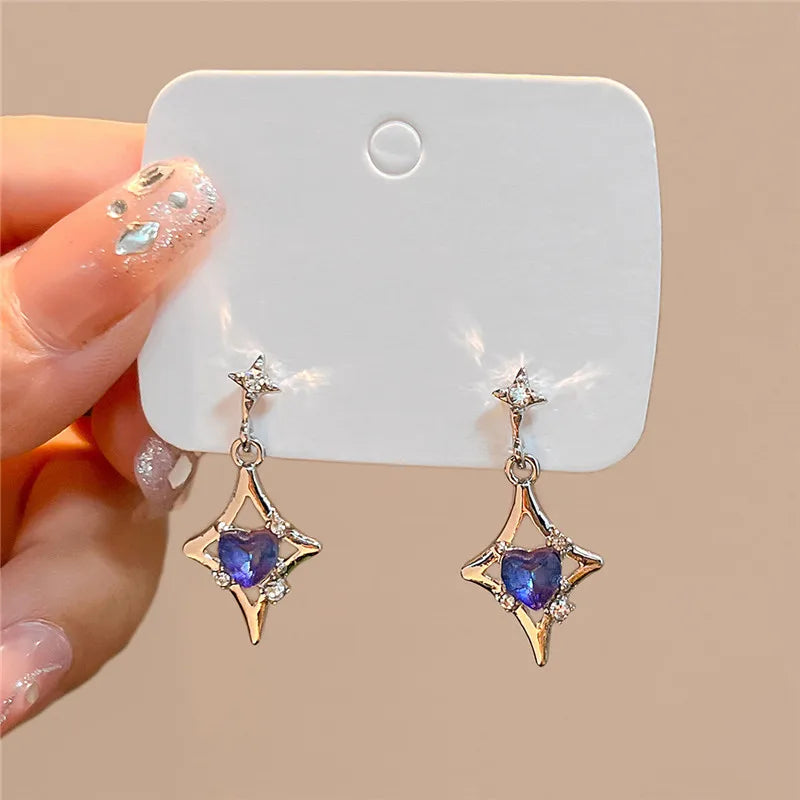 Peris Gems 11 Irregular Heart Tassel Star Earrings Women Design Senior Sense of Fashion Personality Earring 2023 Y2K Trendy Party Jewelry Gift SHEIN Amazon Temu