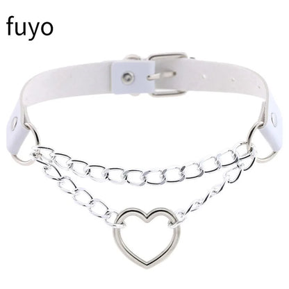 Peris Gems 12 White Sexy Vegan Choker Necklaces Punk Harajuku Goth Collar Chain Traction Necklace Leather Bondage Cosplay Party Jewelry grunge SHEIN Amazon Temu