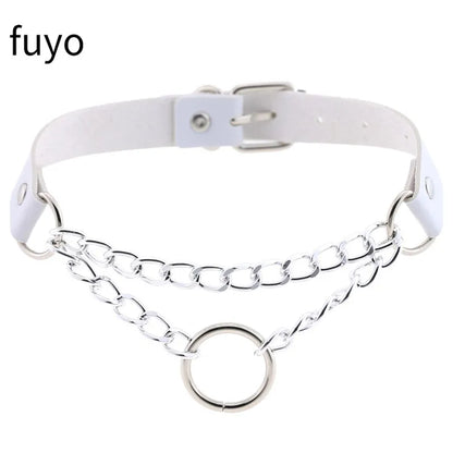 Peris Gems 15 White Sexy Vegan Choker Necklaces Punk Harajuku Goth Collar Chain Traction Necklace Leather Bondage Cosplay Party Jewelry grunge SHEIN Amazon Temu