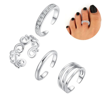 Peris Gems  16 Adjustable Stainless Steel Toe Rings for Women Summer Beach Hypoallergenic CZ Jewelry Set with Tail Foot Ring Gift Jewelry SHEIN Amazon Temu