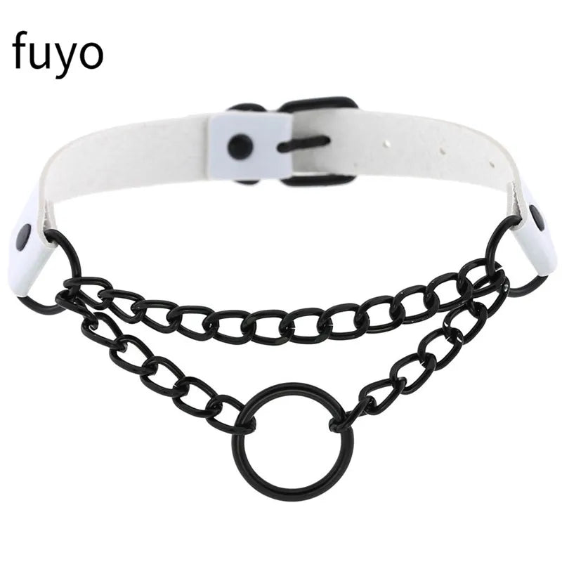 Peris Gems 16 White Sexy Vegan Choker Necklaces Punk Harajuku Goth Collar Chain Traction Necklace Leather Bondage Cosplay Party Jewelry grunge SHEIN Amazon Temu