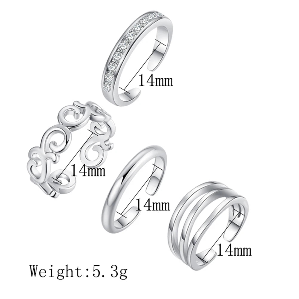 Peris Gems  18 Adjustable Stainless Steel Toe Rings for Women Summer Beach Hypoallergenic CZ Jewelry Set with Tail Foot Ring Gift Jewelry SHEIN Amazon Temu