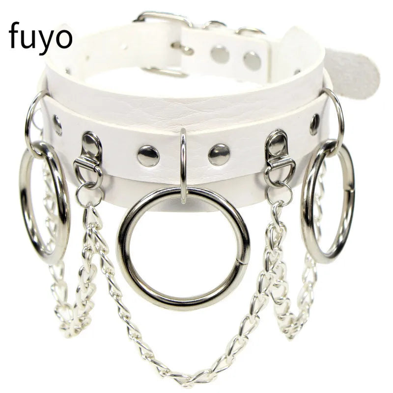 Peris Gems 18 White Sexy Vegan Choker Necklaces Punk Harajuku Goth Collar Chain Traction Necklace Leather Bondage Cosplay Party Jewelry grunge SHEIN Amazon Temu