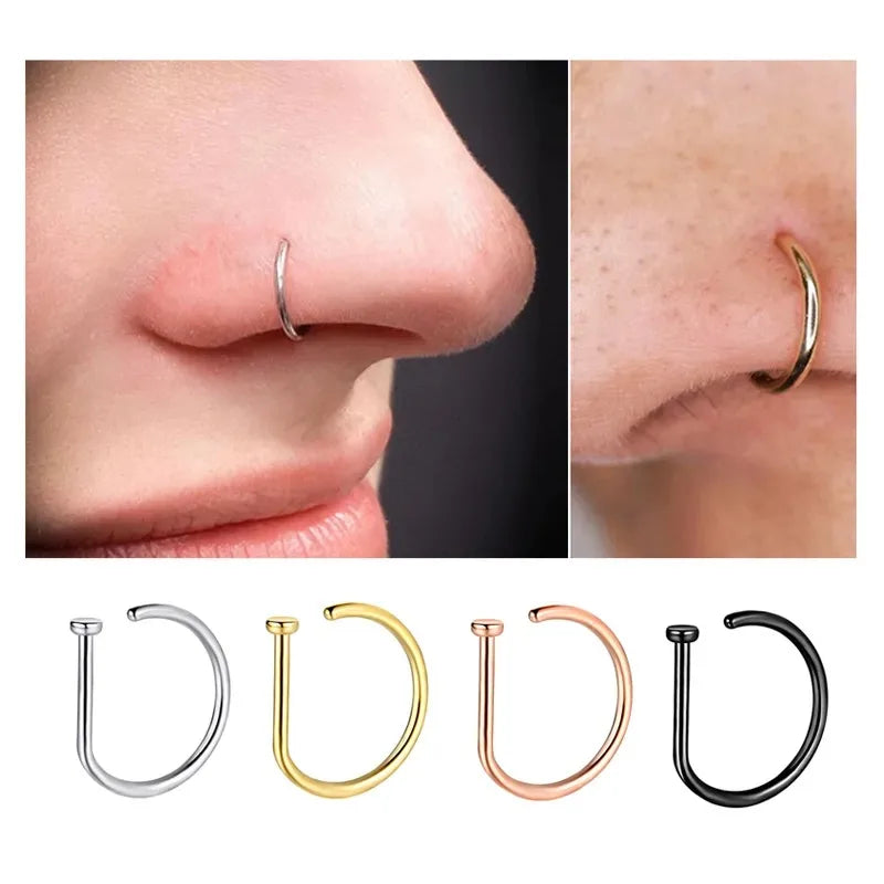 Peris Gems 1pc Fake Nose Rings Hoops, Hypoallergenic Stainless Steel D Shape Nose Clip Piercing Jewelry for Women Men 1pc Fake Nose Rings Hoops, Hypoallergenic Stainless Steel D Shape Nose Clip Piercing Jewelry for Women Men SHEIN Amazon Temu