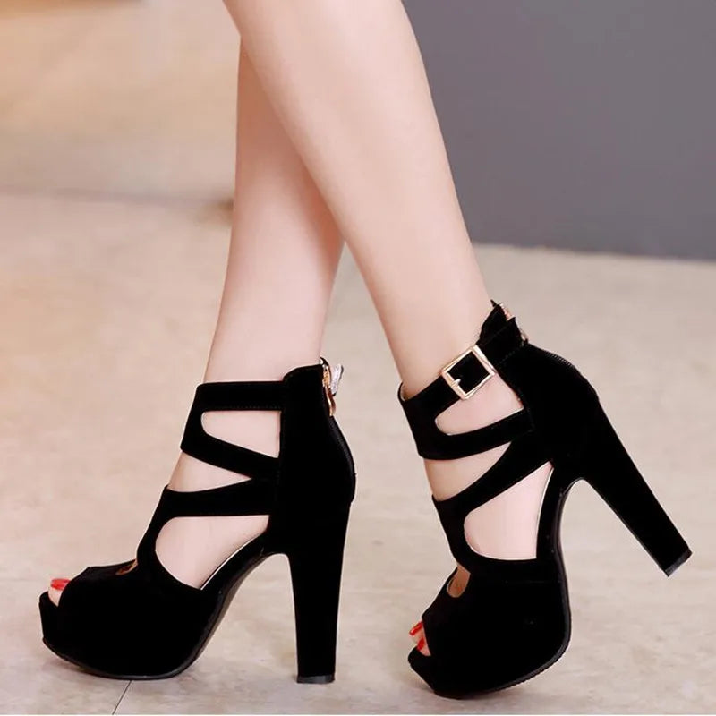 Peris Gems 2 / 9 Summer European and American sexy super high heel women shoes black fish Rome black women sandals SHEIN Amazon Temu