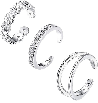 Peris Gems  2 Adjustable Stainless Steel Toe Rings for Women Summer Beach Hypoallergenic CZ Jewelry Set with Tail Foot Ring Gift Jewelry SHEIN Amazon Temu