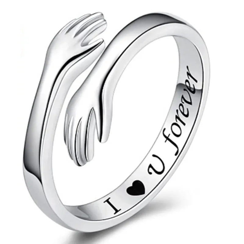 Peris Gems 2 / Resizable &quot;I Love You Forever&quot; Geometric Hug Ring Jewelry Men&