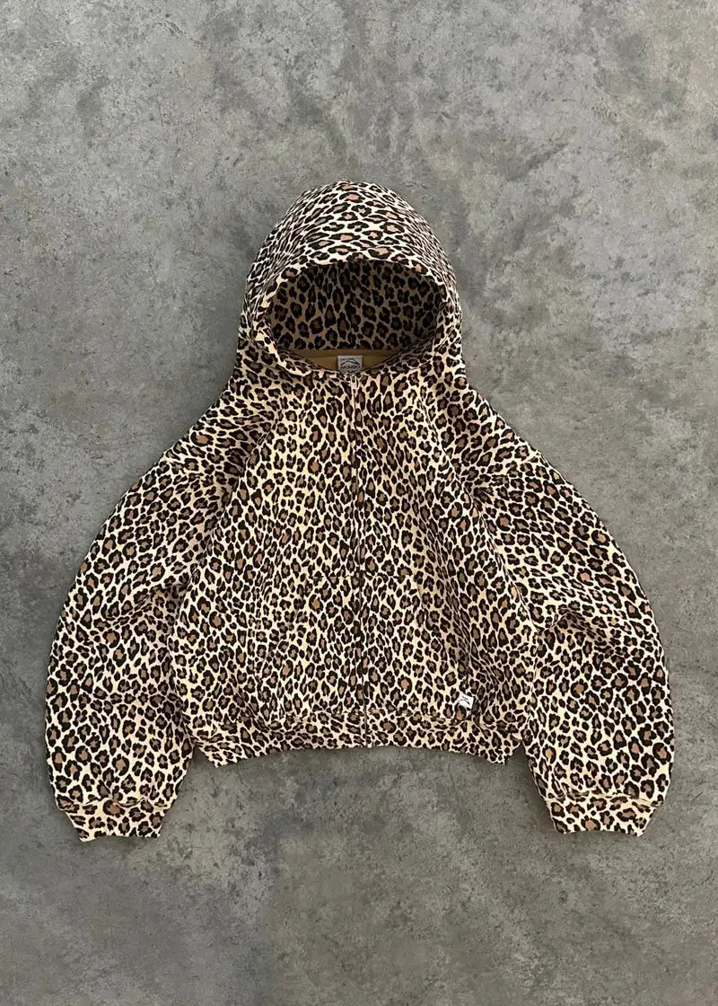 Peris Gems 2 Zipper style / M Zip Up Hoodie Harajuku High Street Oversized Leopard Pattern Print Y2k Hoodies Retro Goth Long Sleeve Clothes Sweatshirt Hoodie SHEIN Amazon Temu