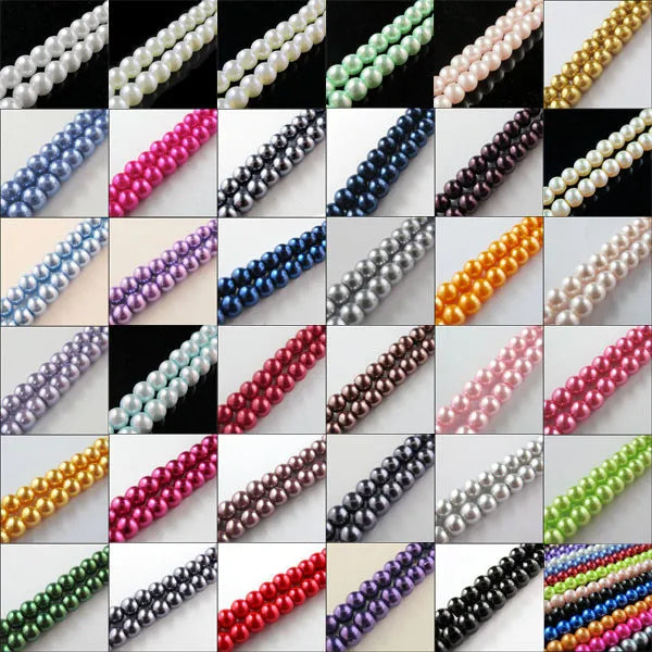 Peris Gems (200pcs Per Lot) B Quality 3.5x4MM Dyed Glass Pearl Round Loose Beads 30&quot; Length For Jewelry Making DIY SHEIN Amazon Temu