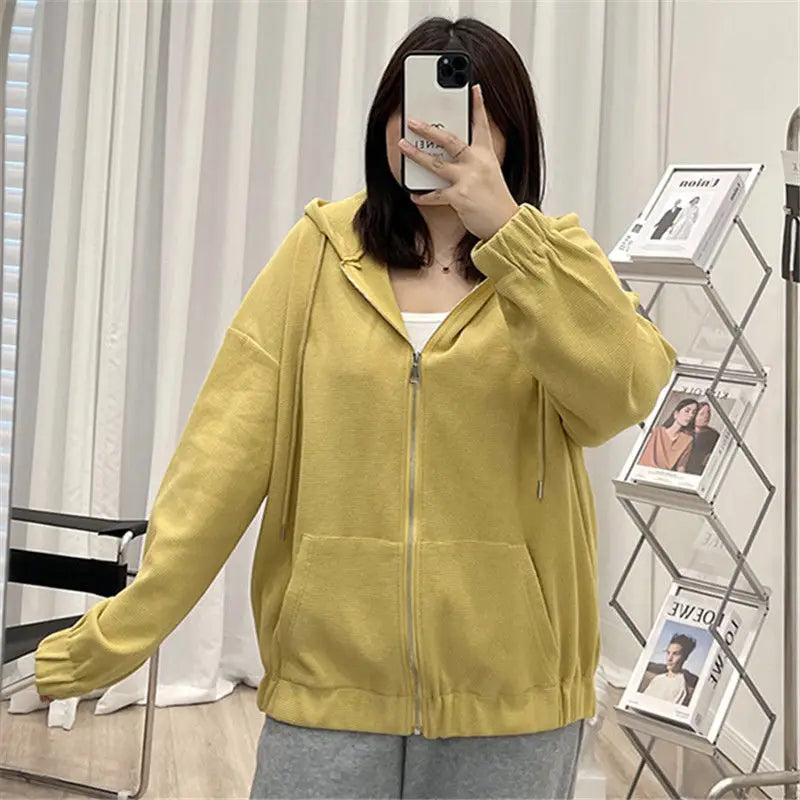 Peris Gems 2022 Autumn New Fashion Temperament Korean Plus Size Hoodies Women Loose Casual Waffle Sweatshirt Jacket Solid Elegant Cardigan 2022 Autumn New Fashion Temperament Korean Plus Size Hoodies Women Loose Casual Waffle Sweatshirt Jacket Solid Elegant Cardigan SHEIN Amazon Temu