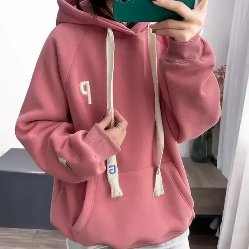 Peris Gems 2023 new warm fleece hoodie jacket fashion sweatshirt oversized women&