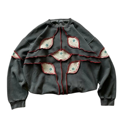 Peris Gems 2024 New Weird Eyeball Patch Oversized Patchwork Sweatshirt Street Hip Hop Harajuku Gothic Y2K Long Sleeve Top  Anime Hoodie SHEIN Amazon Temu