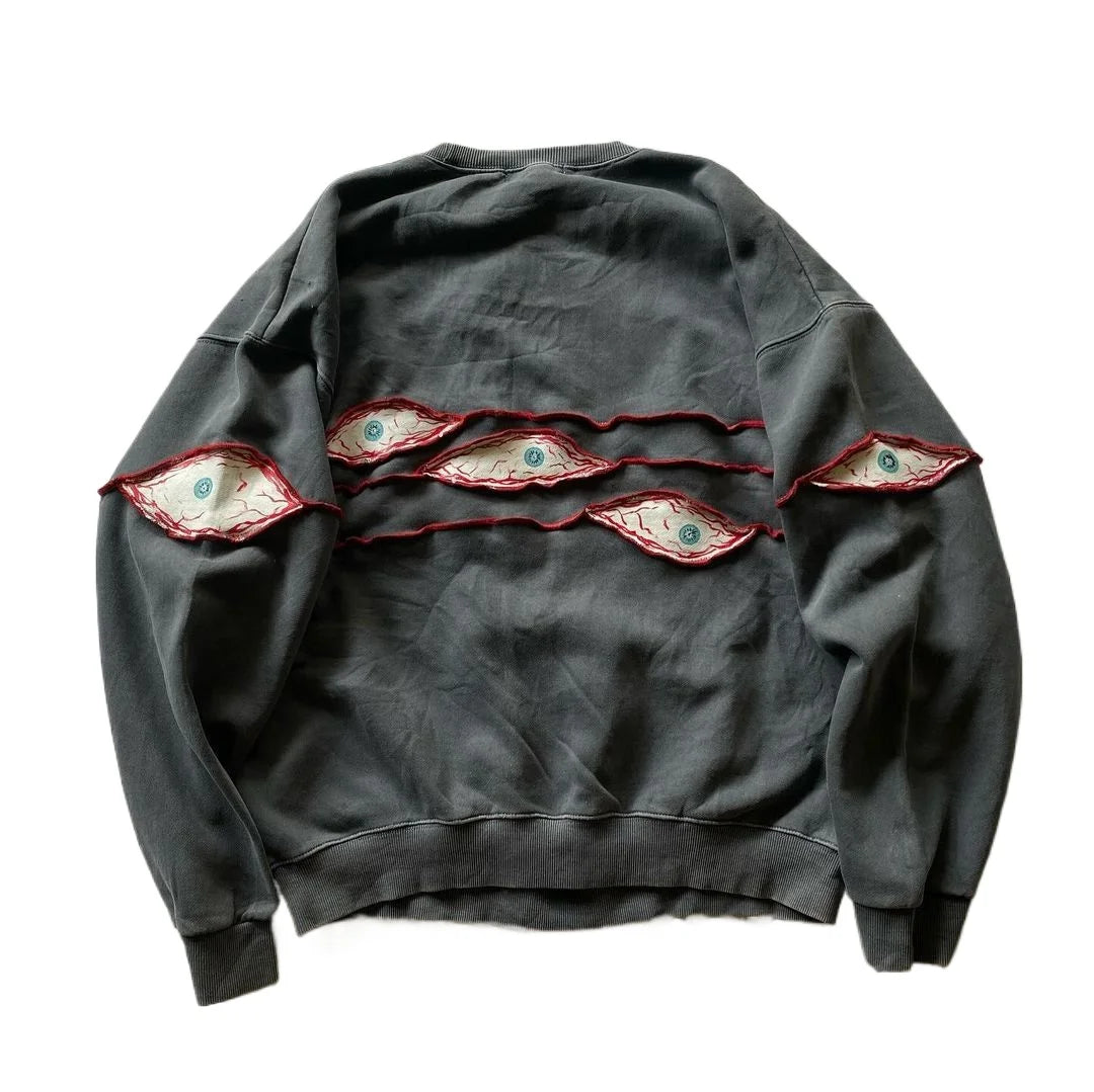 Peris Gems 2024 New Weird Eyeball Patch Oversized Patchwork Sweatshirt Street Hip Hop Harajuku Gothic Y2K Long Sleeve Top  Anime Hoodie SHEIN Amazon Temu