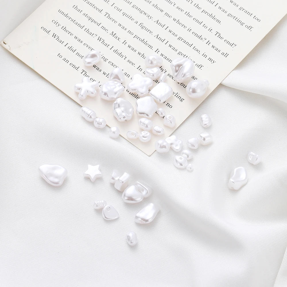 Peris Gems 20Pcs Irregular ABS Imitation Pearls Beads White Loose Beads for Jewelry Making DIY Necklace Earrings Hairclip Bracelet Necklace SHEIN Amazon Temu