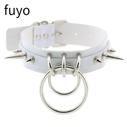 Peris Gems 23 White Sexy Vegan Choker Necklaces Punk Harajuku Goth Collar Chain Traction Necklace Leather Bondage Cosplay Party Jewelry grunge SHEIN Amazon Temu