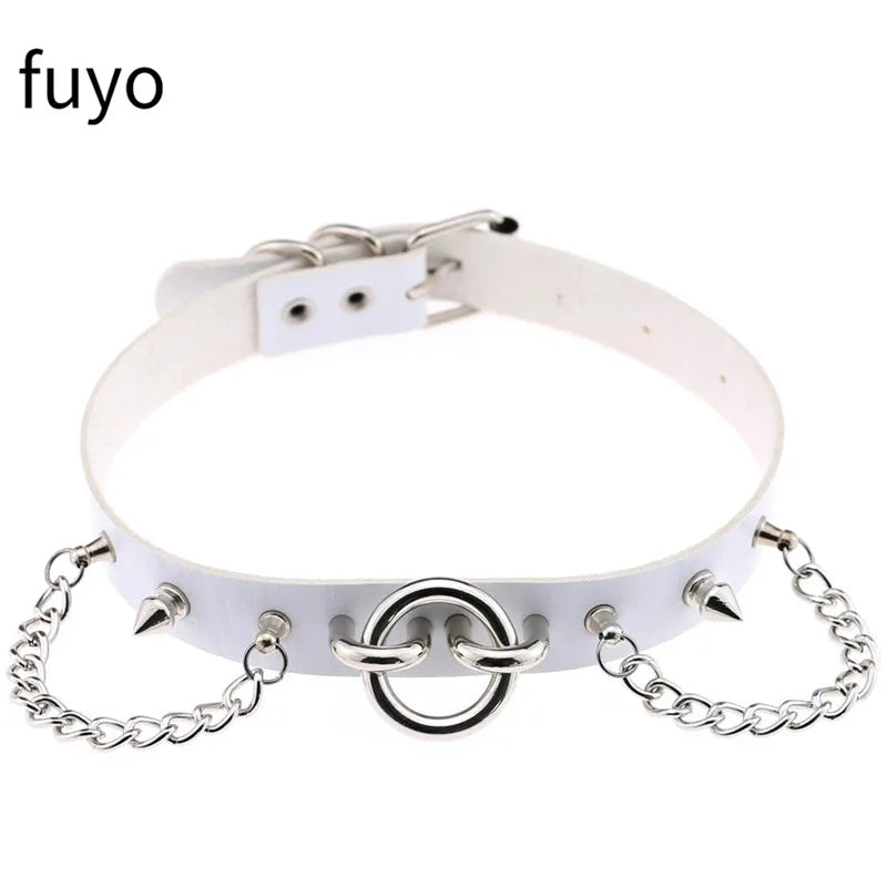 Peris Gems 26 White Sexy Vegan Choker Necklaces Punk Harajuku Goth Collar Chain Traction Necklace Leather Bondage Cosplay Party Jewelry grunge SHEIN Amazon Temu