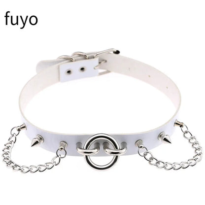 Peris Gems 26 White Sexy Vegan Choker Necklaces Punk Harajuku Goth Collar Chain Traction Necklace Leather Bondage Cosplay Party Jewelry grunge SHEIN Amazon Temu