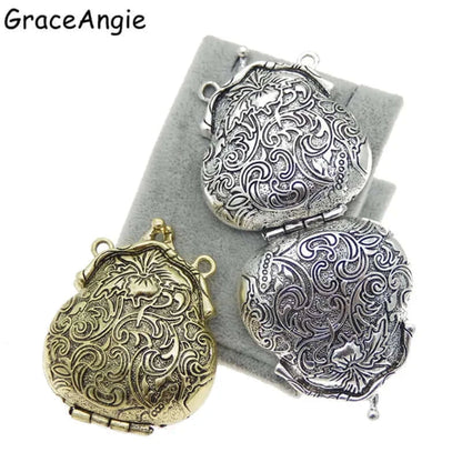 Peris Gems  (2piece)Mix Silver Color Bronze Tone Ancient Purse Locket Alloy Charm Pendants 54*44mm OpenClose Top Jewelry Lover Gift 52609 SHEIN Amazon Temu