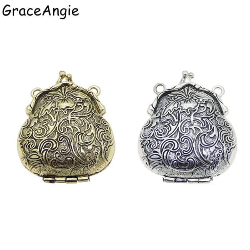 Peris Gems  (2piece)Mix Silver Color Bronze Tone Ancient Purse Locket Alloy Charm Pendants 54*44mm OpenClose Top Jewelry Lover Gift 52609 SHEIN Amazon Temu