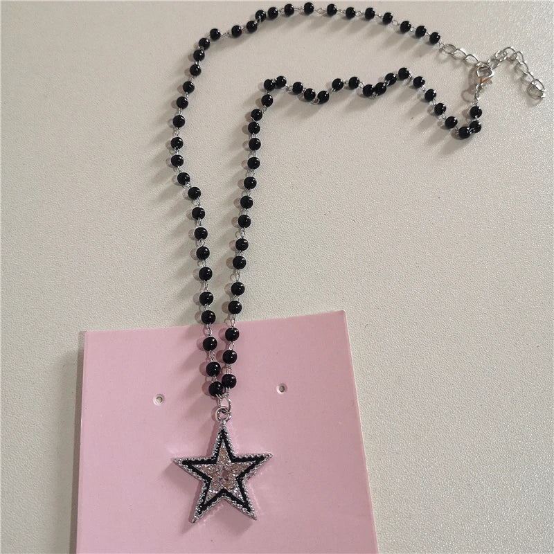 Peris Gems 3 Gothic Star Cross Black 8 Ball Pendant Bead Choker Necklace Neck Grunge Women Y2k EMO 2000s Aesthetic Charm Jewelry Accessories SHEIN Amazon Temu