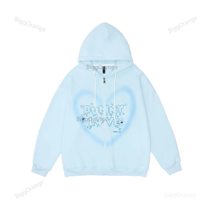 Peris Gems 3 / M Heart shaped letter hoodie oversize loose casual Harajuku draped feeling lazy men autumn American hoodie hiphop jacket grunge SHEIN Amazon Temu