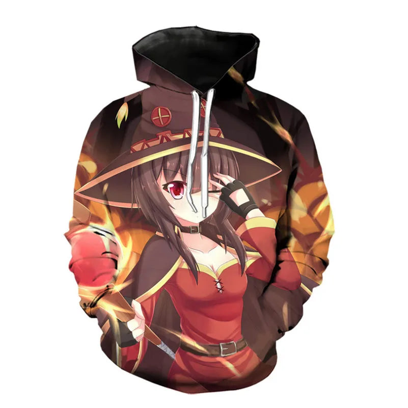 Peris Gems  3 / S Megumin Aqua Kono Subarashii Anime 3D Graphic Hoodies SHEIN Amazon Temu