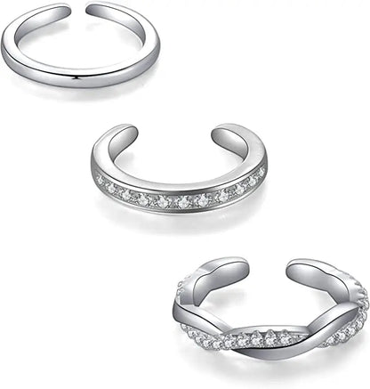 Peris Gems  31 Adjustable Stainless Steel Toe Rings for Women Summer Beach Hypoallergenic CZ Jewelry Set with Tail Foot Ring Gift Jewelry SHEIN Amazon Temu