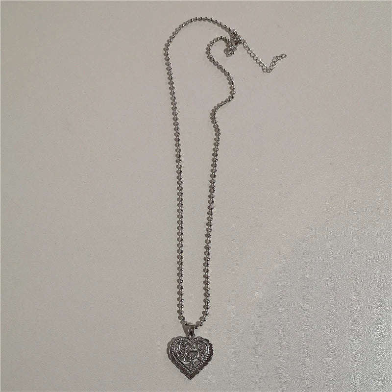 Peris Gems 4 Kpop Goth Silver Color Heart Cross Pendant Chain Necklace For Women Men Egirl Y2K Cool EMO Punk Aesthetic Grunge Jewelry Gifts SHEIN Amazon Temu