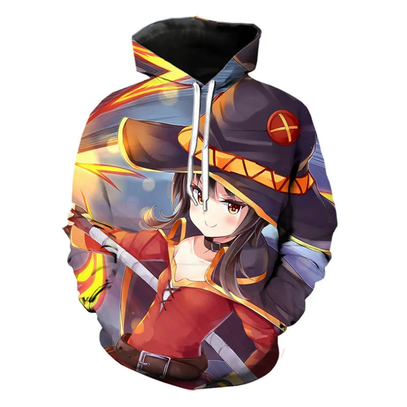 Peris Gems  4 / S Megumin Aqua Kono Subarashii Anime 3D Graphic Hoodies SHEIN Amazon Temu