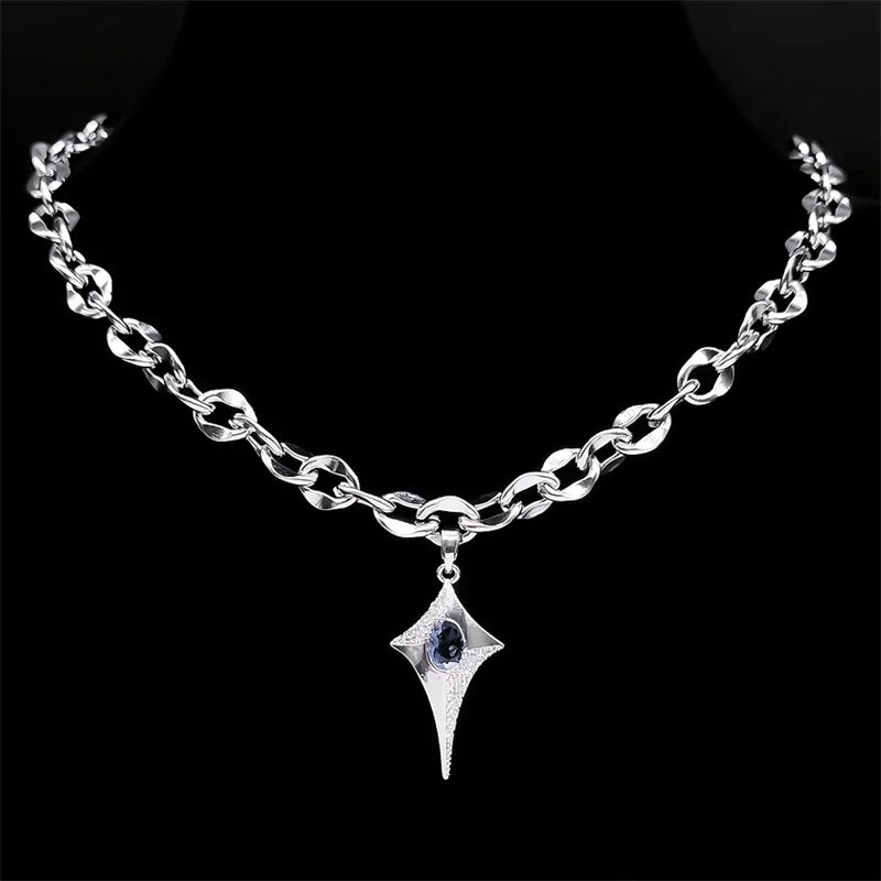 Peris Gems 40cm 10cm GD Punk Kpop Shiny Bling Star Pendant Necklace Choker for Women Stainless Steel Sweet Y2K Clavicle Chain Grunge Jewelry NGG21-1S03 SHEIN Amazon Temu