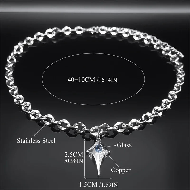 Peris Gems 40cm 10cm GD Punk Kpop Shiny Bling Star Pendant Necklace Choker for Women Stainless Steel Sweet Y2K Clavicle Chain Grunge Jewelry NGG21-1S03 SHEIN Amazon Temu