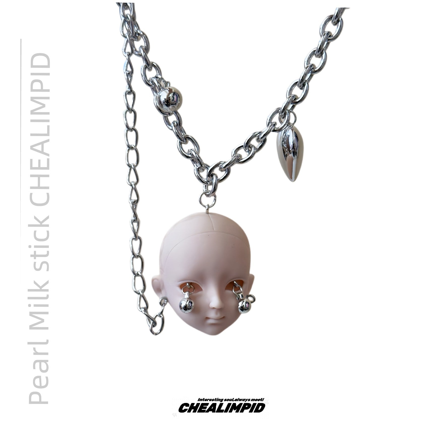 Peris Gems 49cm +7cm extended chain Y2g Crying Doll Titanium Steel Street Dark Necklace SHEIN Amazon Temu