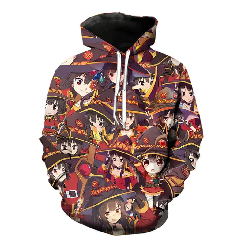 Peris Gems  5 / S Megumin Aqua Kono Subarashii Anime 3D Graphic Hoodies SHEIN Amazon Temu